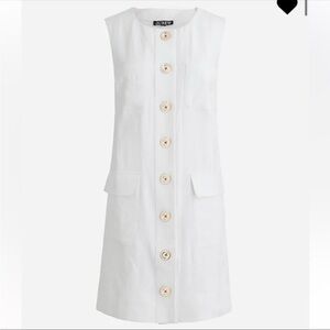 J. Crew White Button-Front Mini Dress